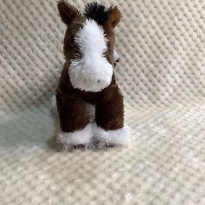 Aurora Mini Flopsie Clydesdale Brown and White Horse 8 Inch Plush 🐴